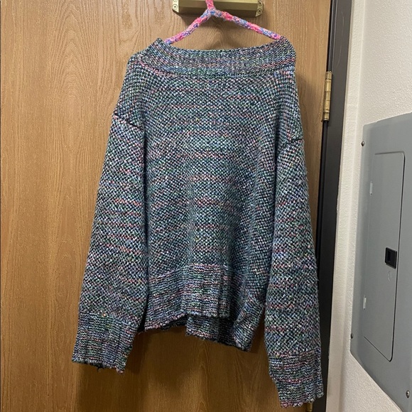 Free People cotton candy Multicolor Speckled Crewneck Sweater XL - Picture 8 of 8